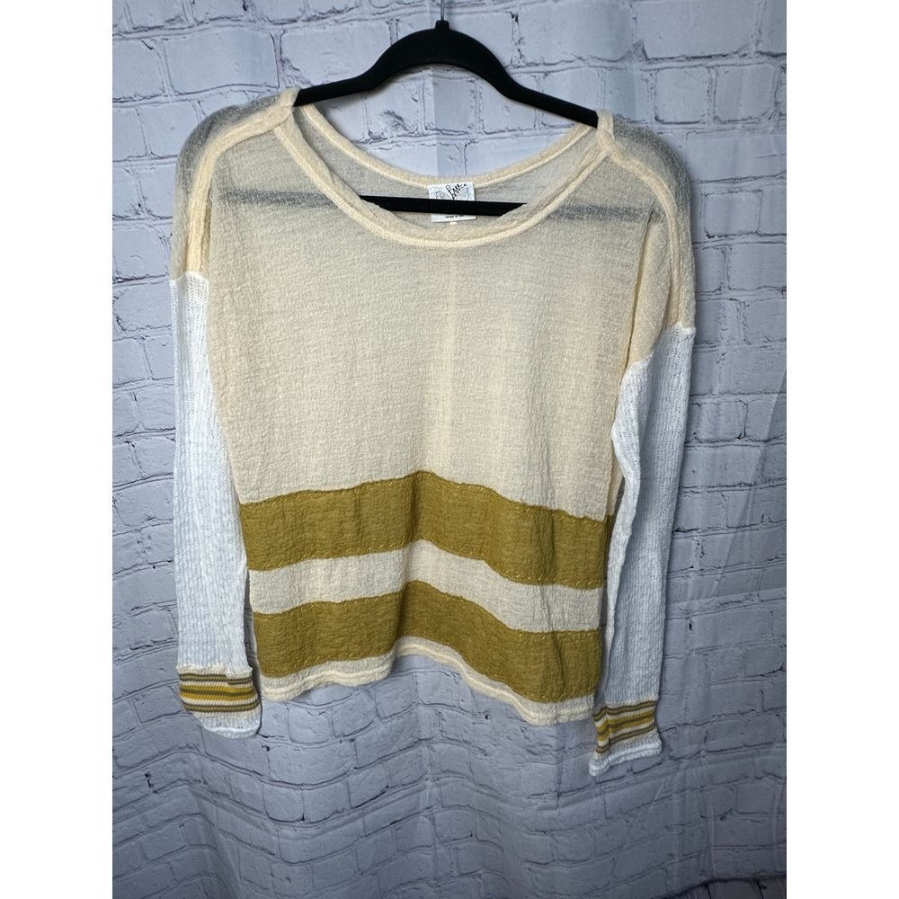 FREE PEOPLE Striped Long Sleeve Knit Sweater Casual Retro Pullover